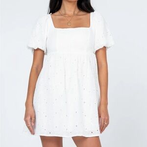 White Princess Polly Cami Mini Dress. Graduation dress, babydoll flower eyelet
